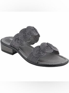 David Tate Honey Women's Silver Braided Slide Sandals - Comfortable Casual